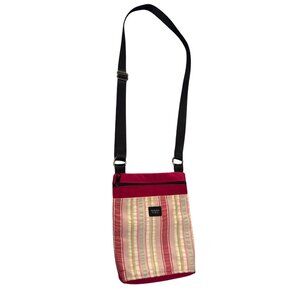 Madison Handbags Striped Crossbody Bag Red & Multicolor Adjustable Strap  59f